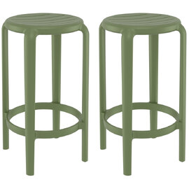 Tacoma Olive Green 65cm Polypropylene Stools In Pair