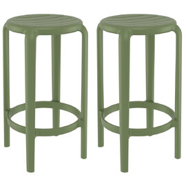 Tacoma Olive Green 75cm Polypropylene Stools In Pair