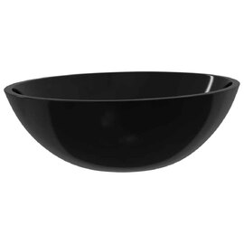Tacoma Oval Countertop Basin Without Waste 500mm Wide 0TH - Black Glass