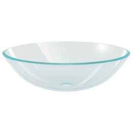 Tacoma Round Countertop Basin Without Waste 420mm Wide 0TH - Clear Glass
