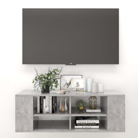 Taisa Wooden Wall Hung TV Stand With Shelves In Concrete Effect