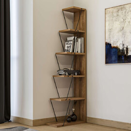 Talos Wooden Bookcase with Black Metal Frame in Pine