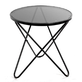 Tama Black Glass End Table With Steel Frame