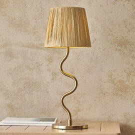 Tampa Fabric Table Lamp In Aged Brushed Brass