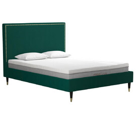 Tamper Velvet Double Bed In Green