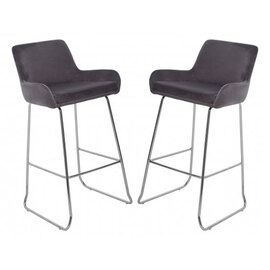 Tamzo Mink Velvet Upholstered Bar Chair With Low Arms In Pair
