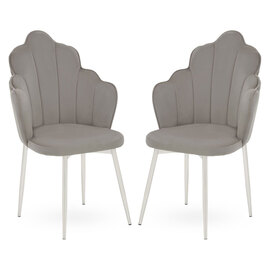 Tania Grey Velvet Dining Chairs With Chrome Legs In A Pair