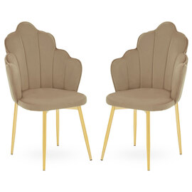 Tania Mink Velvet Dining Chairs With Gold Legs In A Pair