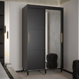Tarboro Mirrored Wardorbe 120cm With 2 Sliding Doors In Black