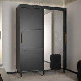 Tarboro Mirrored Wardorbe 150cm With 2 Sliding Doors In Black