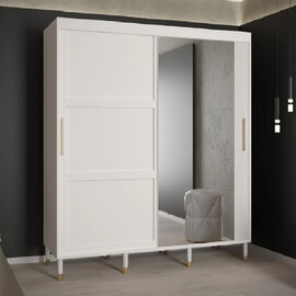 Tarboro Mirrored Wardorbe 180cm With 2 Sliding Doors In White