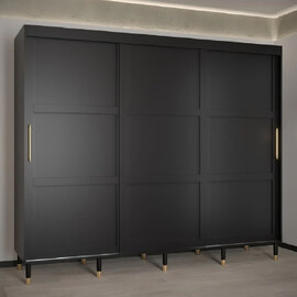 Tarboro Wooden Wardrobe 250cm With 3 Sliding Doors In Black