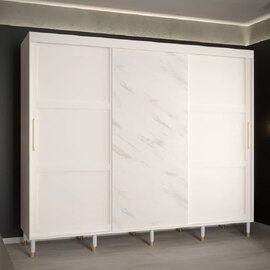 Tarboro Wooden Wardrobe Large With 3 Sliding Doors In White
