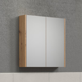 Tarlen Wooden Wall Mounted Bathroom Mirror Cabinet in Matt White and Artisan Oak