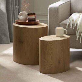Tarrytown Wooden Oval Nest of 2 Tables in Oak