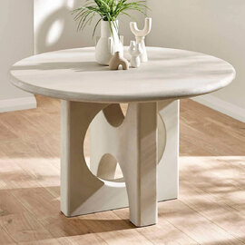 Tarvio Round Stone Effect Dining Table in Grey