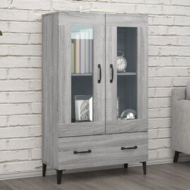 Taszi Wooden Highboard With 2 Doors 1 Drawers In Grey Sonoma Oak