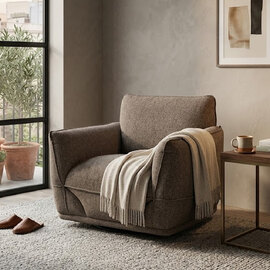 Tavion Fabric 1 Seater Sofa in Pebble
