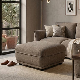 Tavion Fabric Footstool in Pebble