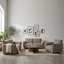 Tavion Fabric Sofa Suite in Pebble