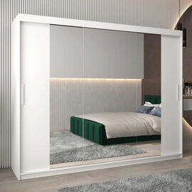 Tavira II Mirrored Wardrobe 3 Sliding Doors 250cm In White