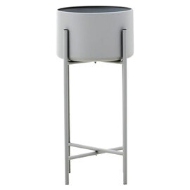 Tavira Large Metal Floor Standing Planter In Grey