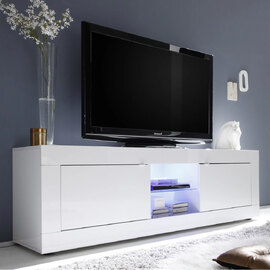 Taylor High Gloss TV Stand 2 Doors In White With LED