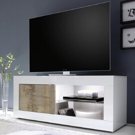 Taylor White Gloss TV Stand 1 Door In Pero With LED