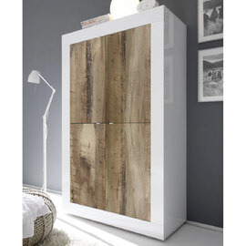 Taylor White Gloss Highboard With 4 Doors In Pero