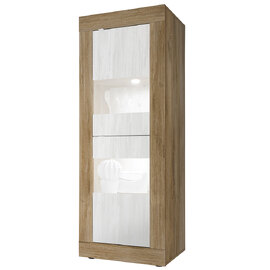 Taylor Wooden Display Cabinet 2 Doors In Mercure And White With LED