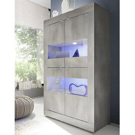 Taylor Wooden Display Cabinet 4 Doors In White Pine With LED