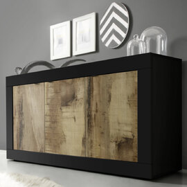 Taylor Wooden Sideboard With 3 Doors In Black And Pero