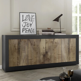 Taylor Wooden Sideboard With 4 Doors In Black And Pero