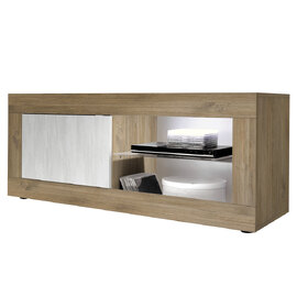 Taylor Wooden TV Stand 1 Door In Mercure And White With LED