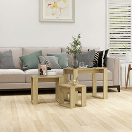 Tayvon Wooden Nest Of 3 Tables In Sonoma Oak