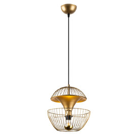 Teldamla 3 Light Metal Caged Dome Ceiling Pendant Light in Gold