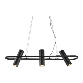 Telescope 3 Light Cylinder Shape Pendant Light In Black