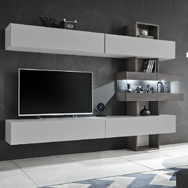 Telluride Wooden Entertainment Unit In Oak And Grey With LED