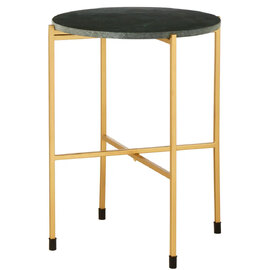 Telluride Green Marble Top Side Table With Gold Legs
