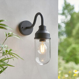 Tempe Aluminium Outdoor Wall Light In Matt Black