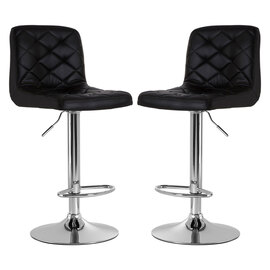Terot Black Faux Leather Bar Chairs With Chrome Base In A Pair