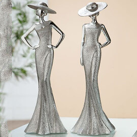 Terrell Polyresin Set Of 2 Lady Diva Hands In Hip Sculpture In Silver