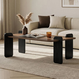Tervan Rectangular Wooden Coffee Table in Black and Walnut