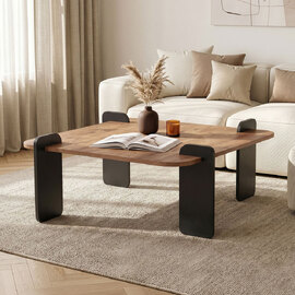 Albury Square Wooden Coffee Table in Atlantic Pine and Anthracite