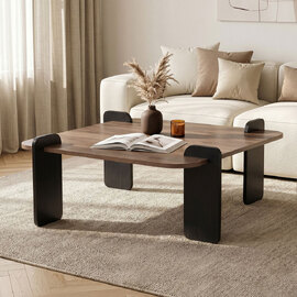 Albury Square Wooden Coffee Table in Black and Walnut