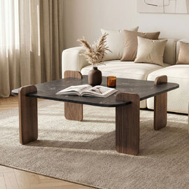 Albury Square Wooden Coffee Table in Lotus and Walnut