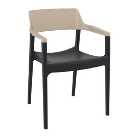 Tervel Polypropylene Stacking Armchair in Black and Taupe