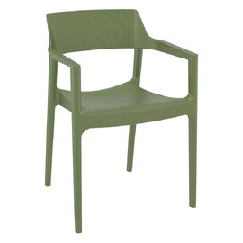 Tervel Polypropylene Stacking Armchair in Olive Green