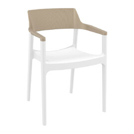 Tervel Polypropylene Stacking Armchair in White and Taupe