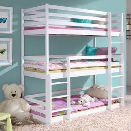 Thirroul Wooden Triple Bunk Bed Without Mattress In White